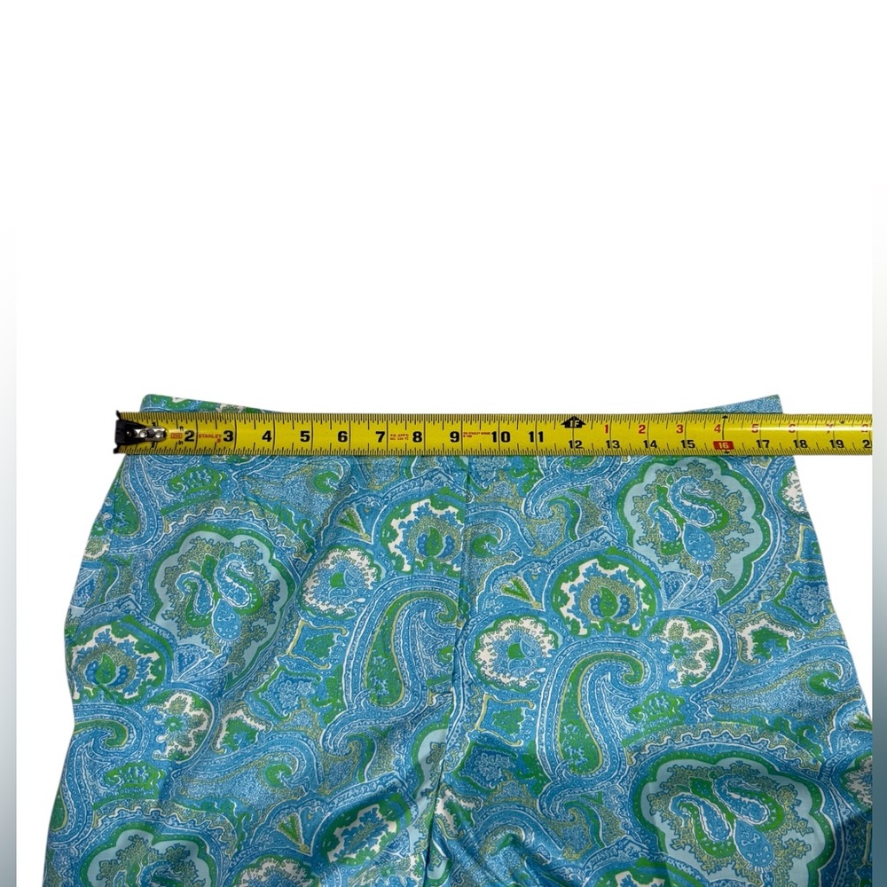 Talbots Woman 14W Paisley Heritage Pants Blue Green Stretch Cotton Casual NWT - Picture 3 of 8